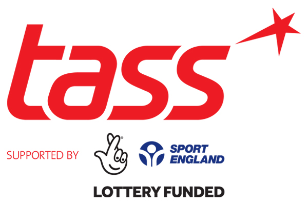 the red TASS logo with words 'supported by the National Lottery and Sport England