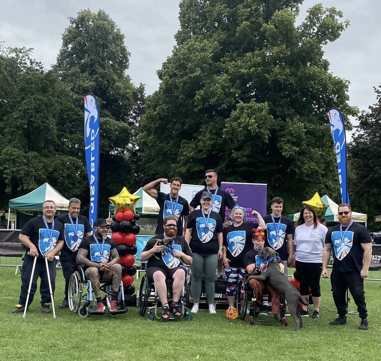 The full group of disabled athletes and organisers